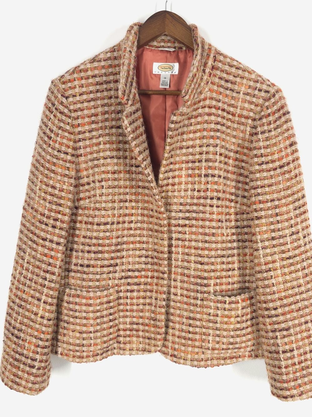 Talbots Petites Women’s Size 14 Wool Blend Tweed Blazer Jacket Multicolor